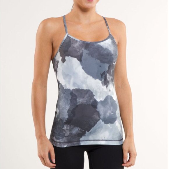 Lululemon Power Y Tank White Coal Tinted Canvas Super Women's 8 Workout Athletic - Picture 2 of 13